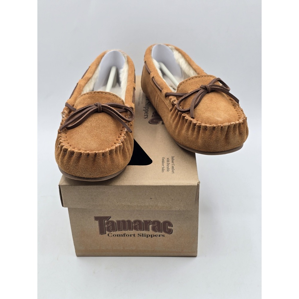 Tamarac Camper Tan Cowhide Women's Sz‎ 6 M Moccasin Comfort Slippers Shoes